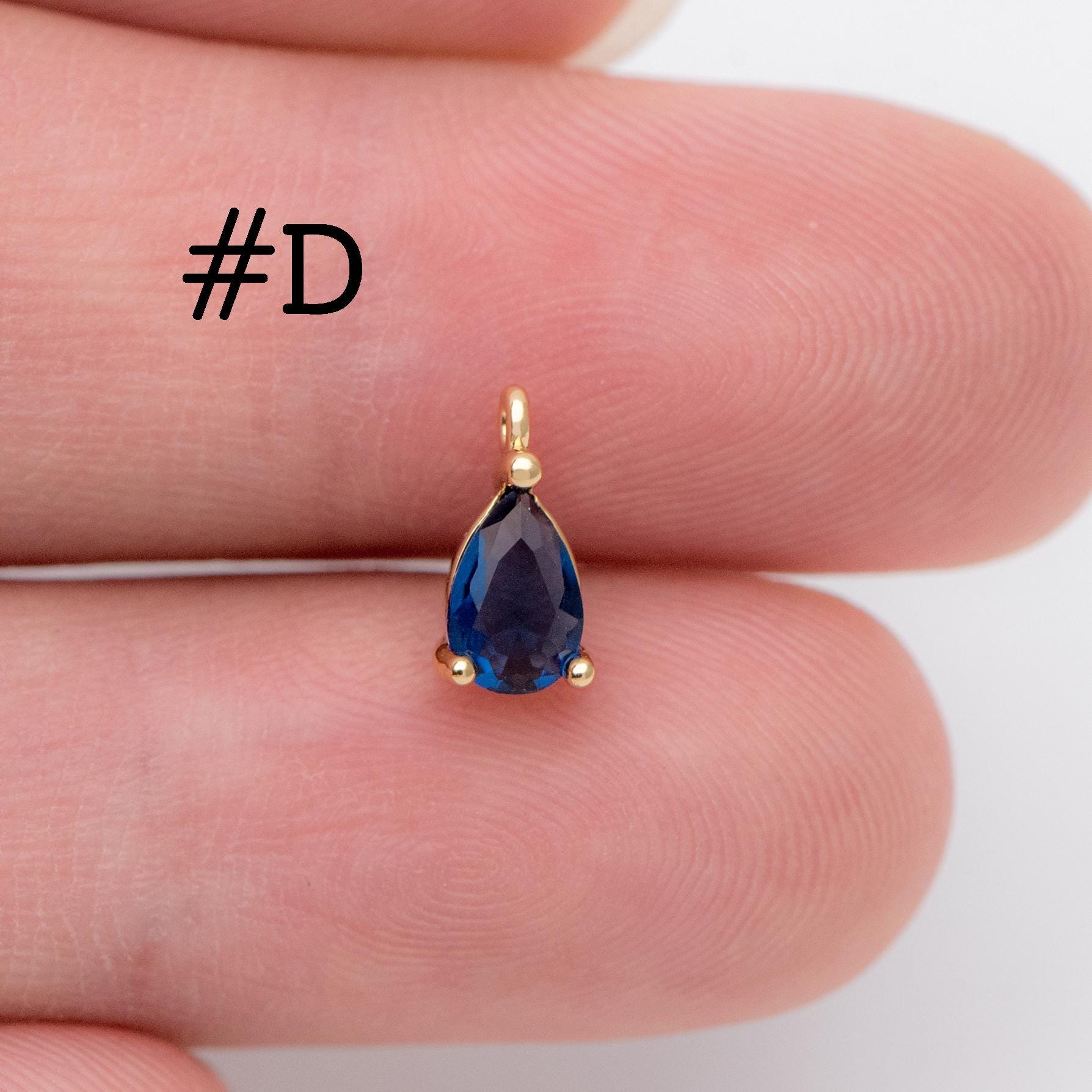 10pcs CZ Pave Teardrop Charms 8.5x5mm, 18K Gold plated Brass, Mini Water Drop Pendants (GB-812)